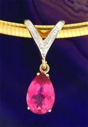Pink Topaz and Diamond 14K Two-tone Gold Slide Pendant