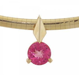 14KT Yellow Gold Slide Pendant - 2.5 Carat Pink Topaz