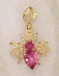 Pink Topaz 14K Gold Bug Pendant