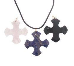 Combination Quartz 14K Gold Pendant Rubber Necklacecombination 
