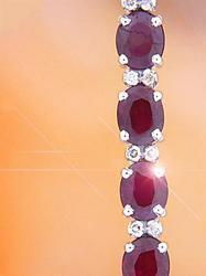 Ladies 9.66CT Ruby and Diamond 18K White Gold Braceletladies 