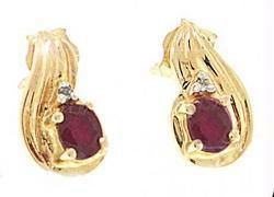 Red Delicious Ruby and Diamond 14K Gold Stud Earringsred 