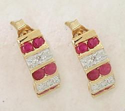 Ruby and Diamond Gold J Hoop Earringsruby 