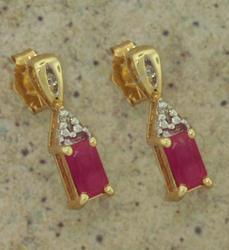Emerald cut Ruby and Diamond Earringsemerald 