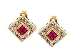 Red Delicious Ruby and Diamond 14K Gold Stud Earringsred 