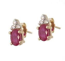 Oval Ruby Diamond 14K Gold Earringsoval 