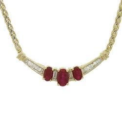 Oval Cut Ruby Diamond White Gold Necklaceoval 