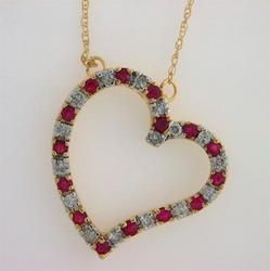 Ruby and Diamond Gold Heart Necklace
