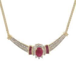 Ruby and Diamond Gold Drop Necklace