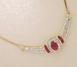 Ruby and Diamond Gold Drop Necklace