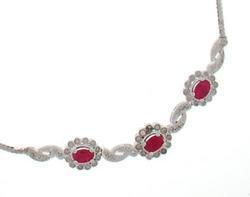 Ruby and Diamond 14K White Gold Drop Necklaceruby 