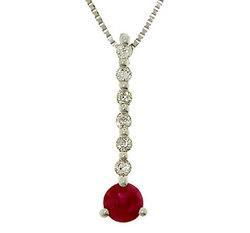 Ruby Diamond 14K White Gold Drop Pendant Necklace