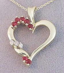 RUBY DIAMOND GOLD PENDANT HEART NECKLACEruby 