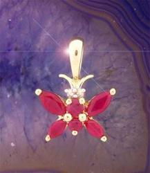 Ruby and Diamond Gold Butterfly Pendant