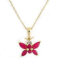 Ruby and Diamond Gold Butterfly Pendant Necklaceruby 