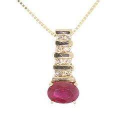 Ruby and Diamond 14K Gold Pendant Necklaceruby 