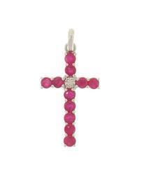 Ruby and Diamond Genuine White Gold Cross Pendant