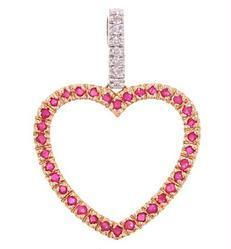 Ruby Diamond 14K Two-tone Gold Heart Pendant