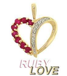 Ruby and Diamond 14K Gold Heart Pendant
