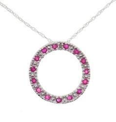 Ruby and Diamond Circle of Life Pendant Necklace w/giftboxruby 