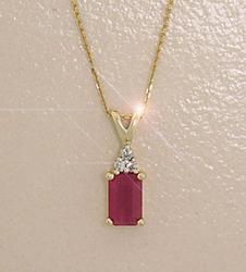 Ruby and Diamond 14K Gold Pendant Necklaceruby 