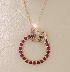 Ruby and Diamond Circle of Life 14K Gold Pendant Necklaceruby 