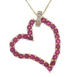 Ruby Diamond 14K Gold Heart Pendant Necklaceruby 