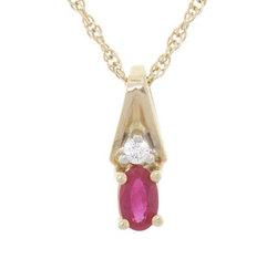 Oval Ruby and Diamond 14K Gold Pendant Necklaceoval 