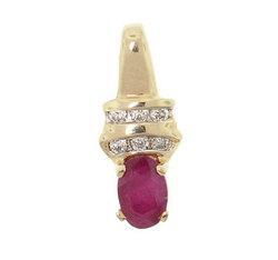 Oval Ruby and Diamond 14K Gold Pendant