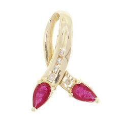 Twin Rubies 14K Gold Diamond Pendant