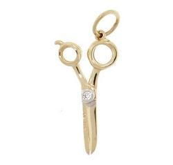 Reversible Ruby Diamond 14K Gold Scissor Pendant