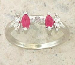 Marquise Ruby and Diamond 14K White Gold Ring Guardmarquise 