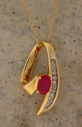 Ruby and Diamond Gold Slide Pendant Necklaceruby 