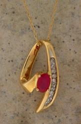 Ruby and Diamond Gold Slide Pendant Necklaceruby 