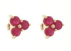 Ruby and 14K Gold Flower Stud Earringsruby 
