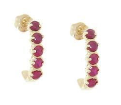 Ruby 14K Gold J Hoop Earringsruby 