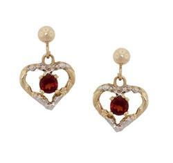 Ruby Gold Heart Stud Earringsruby 