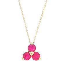 Red Delicious Ruby 14K Gold Flower Pendant Necklacered 