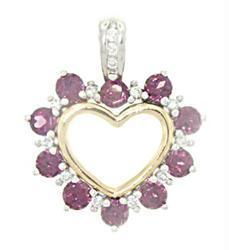 Rhodolite Diamond 14K Two-tone Gold Heart Pendant