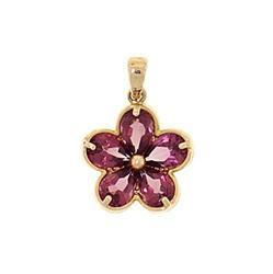 Rhodolite 14K Gold Flower Pendant