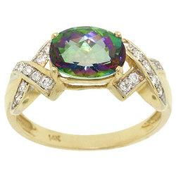 Oval Radiant Cut Mystic Fire Topaz Cubic Zirconia 14K Gold Ringoval 
