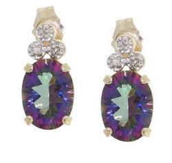 Mystic Fire Topaz and Diamond 14K Gold Stud Earringsmystic 