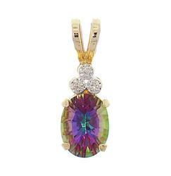 Radiant Mystic Fire Topaz and Diamond 14K Gold Pendant