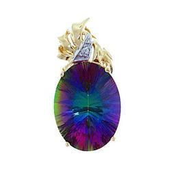 Radiant Oval Mystic Fire Topaz and Diamond 14K Gold Pendantradiant 