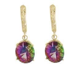 Mystic Fire Topaz and 14K Gold Dangle Hoop Leverback Earringsmystic 