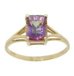 Emerald Radiant Cut Mystic Fire Topaz 14K Gold Ringemerald 