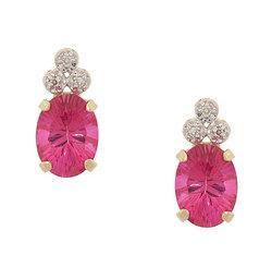 Oval Radiant Cut Pink Topaz Diamond 14K Gold Stud Earringsoval 
