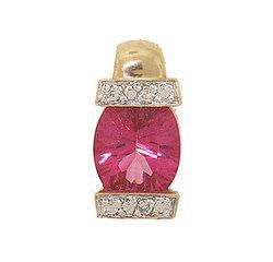 Oval Radiant Cut Pink Topaz Diamond 14K Gold Pendant