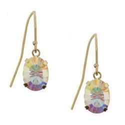 Oval Radiant Cut Sea Mist Mystic Topaz 14K Gold French Wire Dangle Earringsoval 