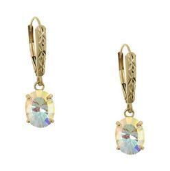 Oval Radiant Cut Sea Mist Mystic Topaz 14K Gold Dangle Hoop Earringsoval 